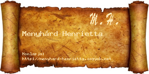 Menyhárd Henrietta névjegykártya
